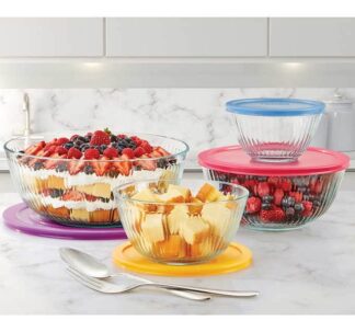 Pyrex Glass Sculptured Bowls with Lids - Odour & Scratch Resistant