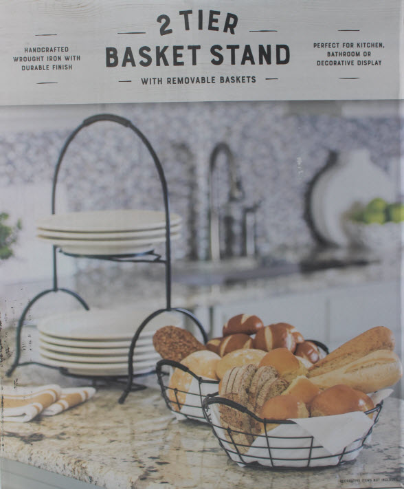 2 Tier Basket Stand with Removable Baskets