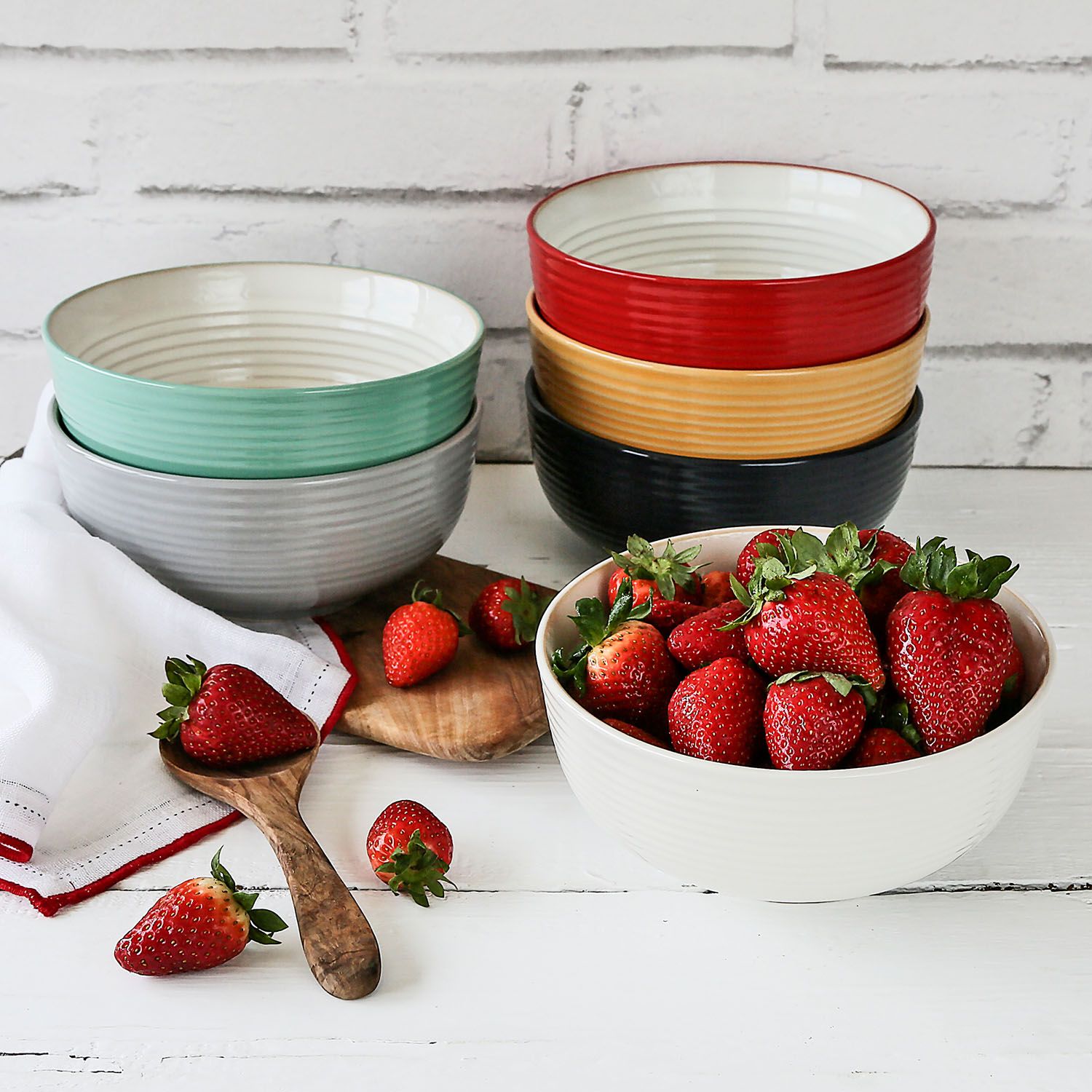 6-Piece Farmhouse Bowls Set (Assorted Colors)