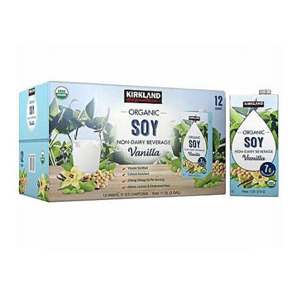 Kirkland Signature Organic Vanilla Soy Beverage carton 946mL - 12 pack