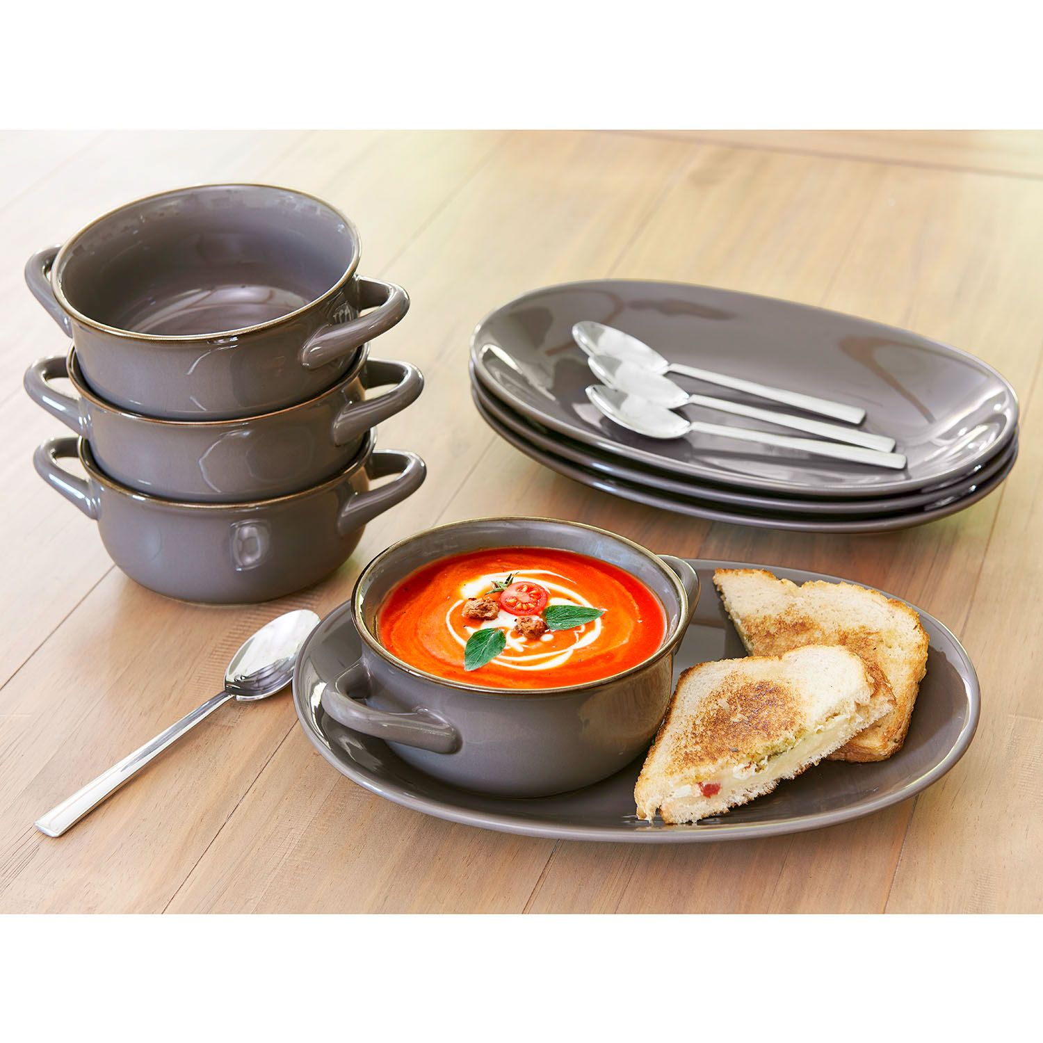 Member's Mark 8 Pc Bowl and Platter Set - Grey