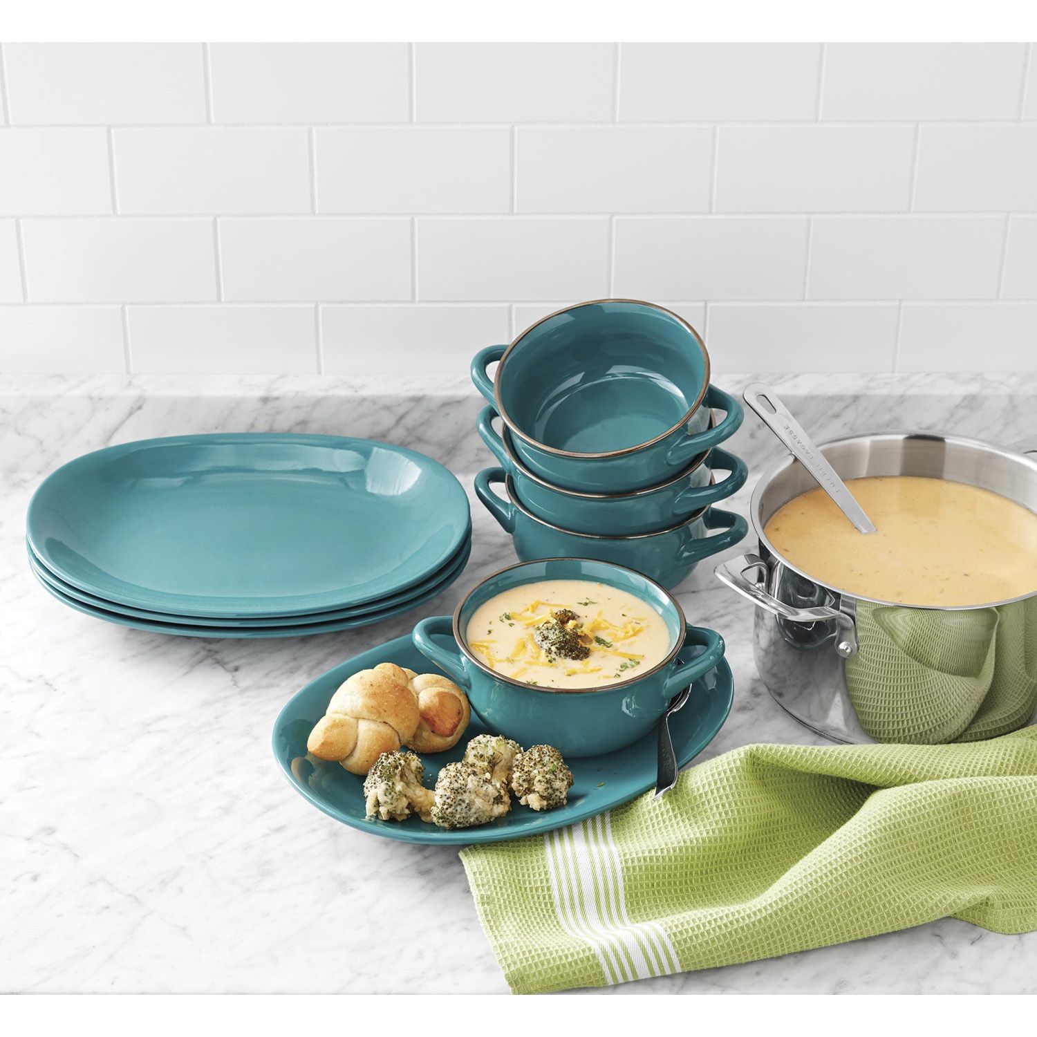 Member's Mark 8 Pc Bowl and Platter Set - Teal