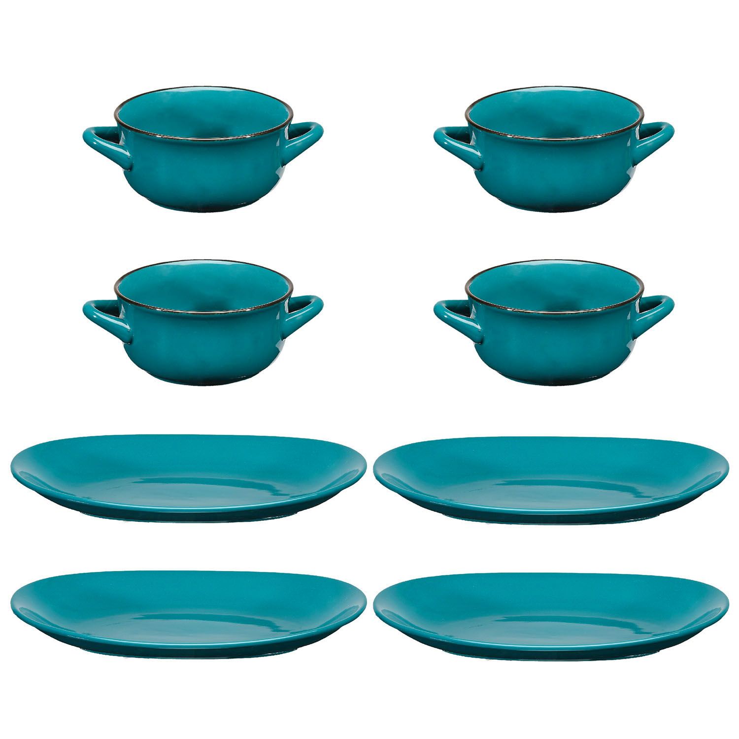 Member's Mark 8 Pc Bowl and Platter Set - Teal - Image 3