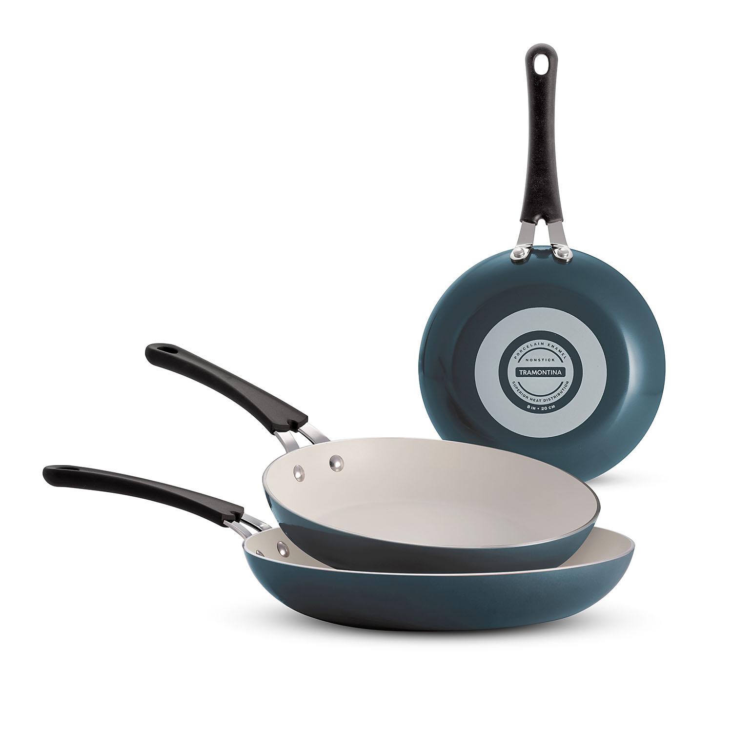 Tramontina 3-Piece Ceramic-Reinforced Nonstick Fry Pan Set (8", 10" and 12") - Blue