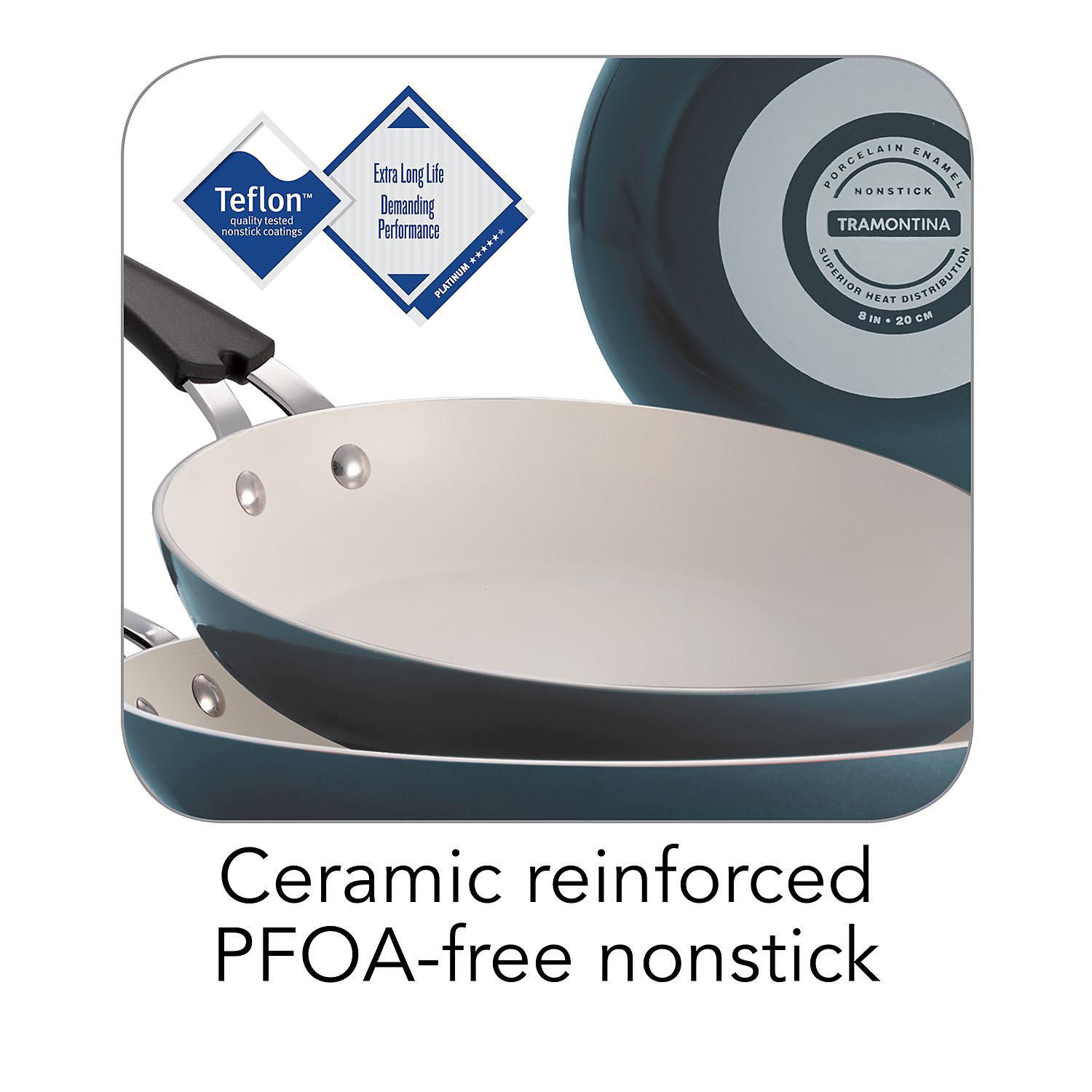 Tramontina 3-Piece Ceramic-Reinforced Nonstick Fry Pan Set (8", 10" and 12") - Blue - Image 3