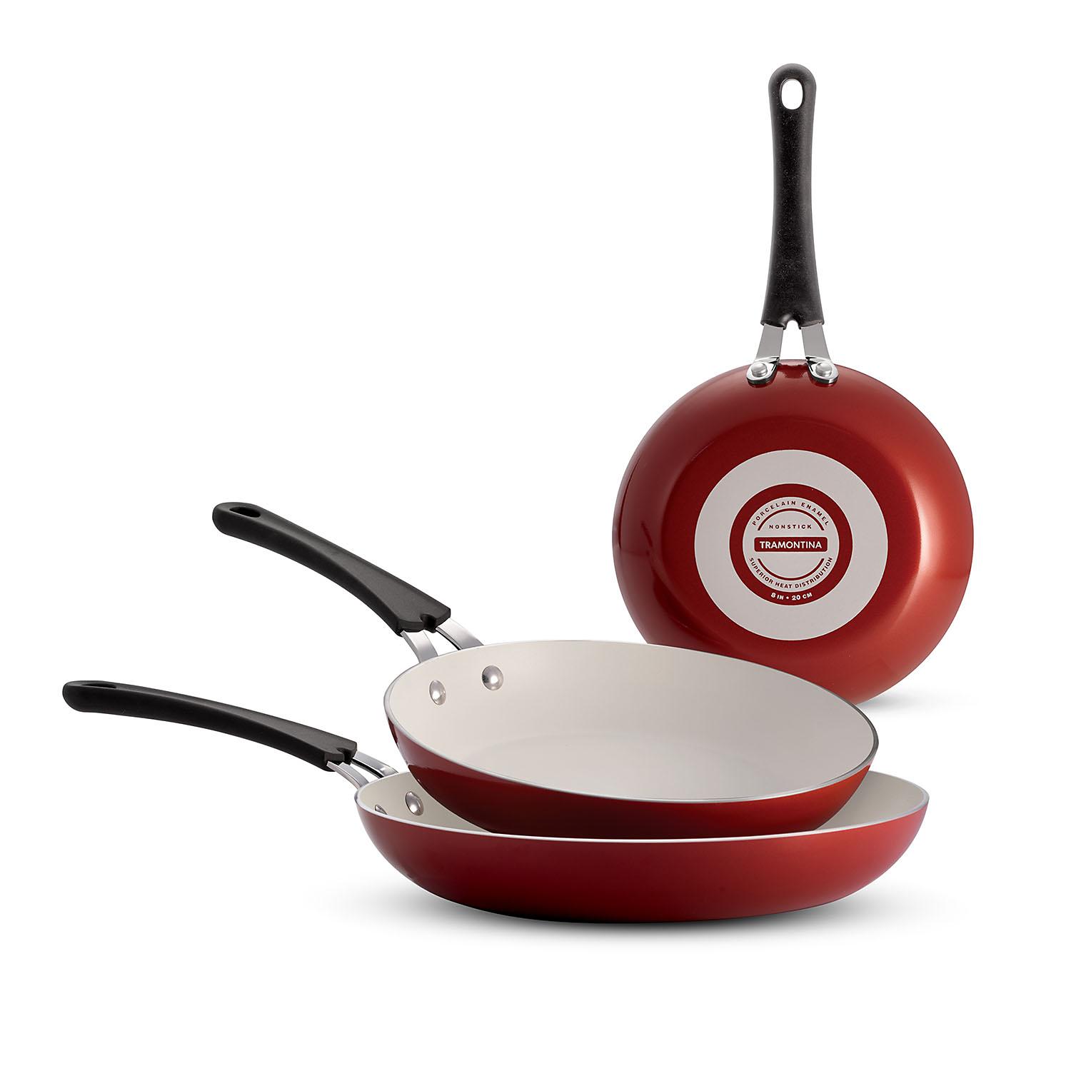 Tramontina 3-Piece Ceramic-Reinforced Nonstick Fry Pan Set (8", 10" and 12") - Red