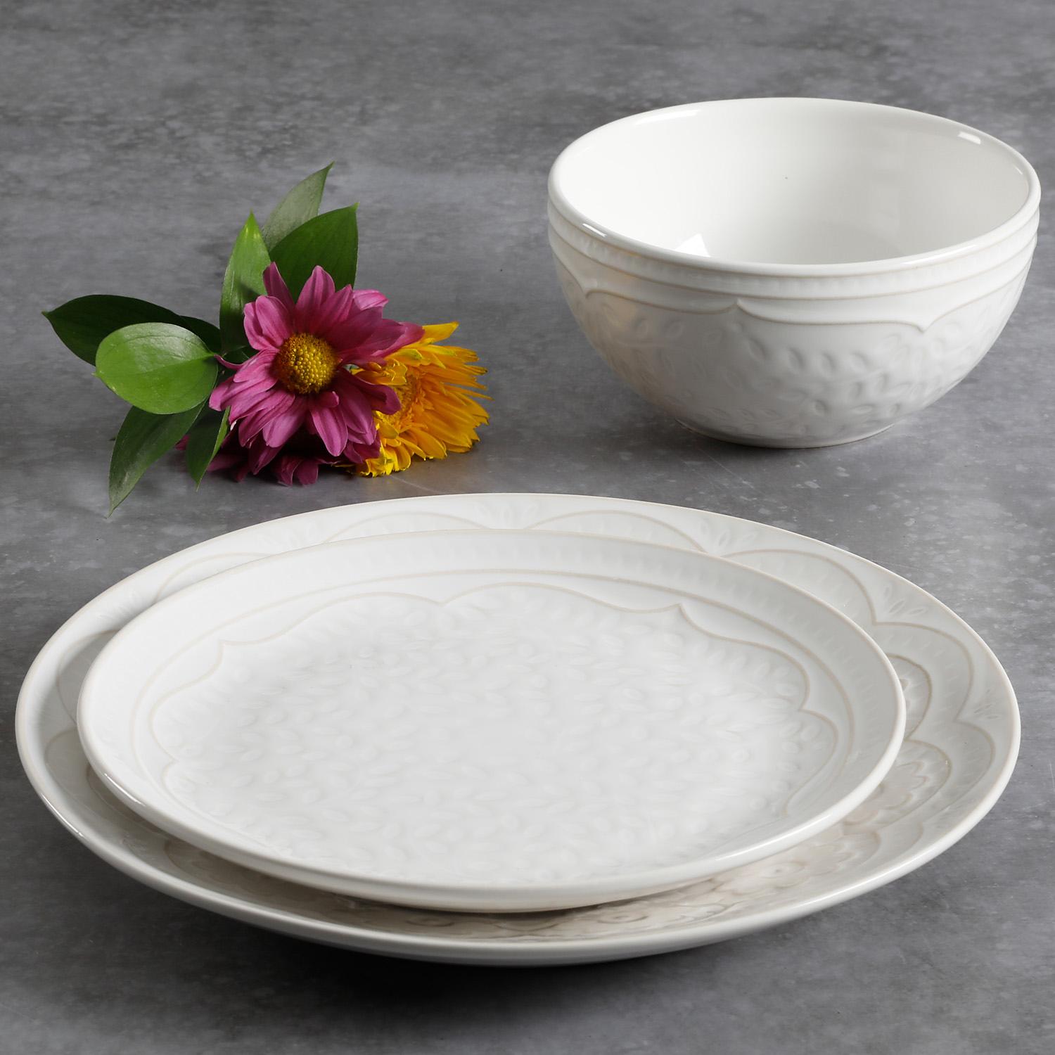 Gibson Elite Alemany 18 Piece Dinnerware Set - Linen - Image 2