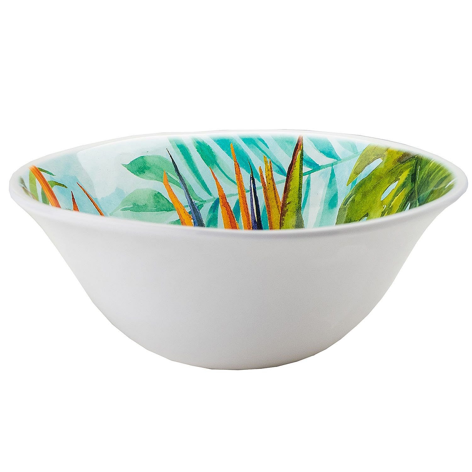 Melamine Dinnerware Tropical Design Set of 18 Pieces (White) - Image 3