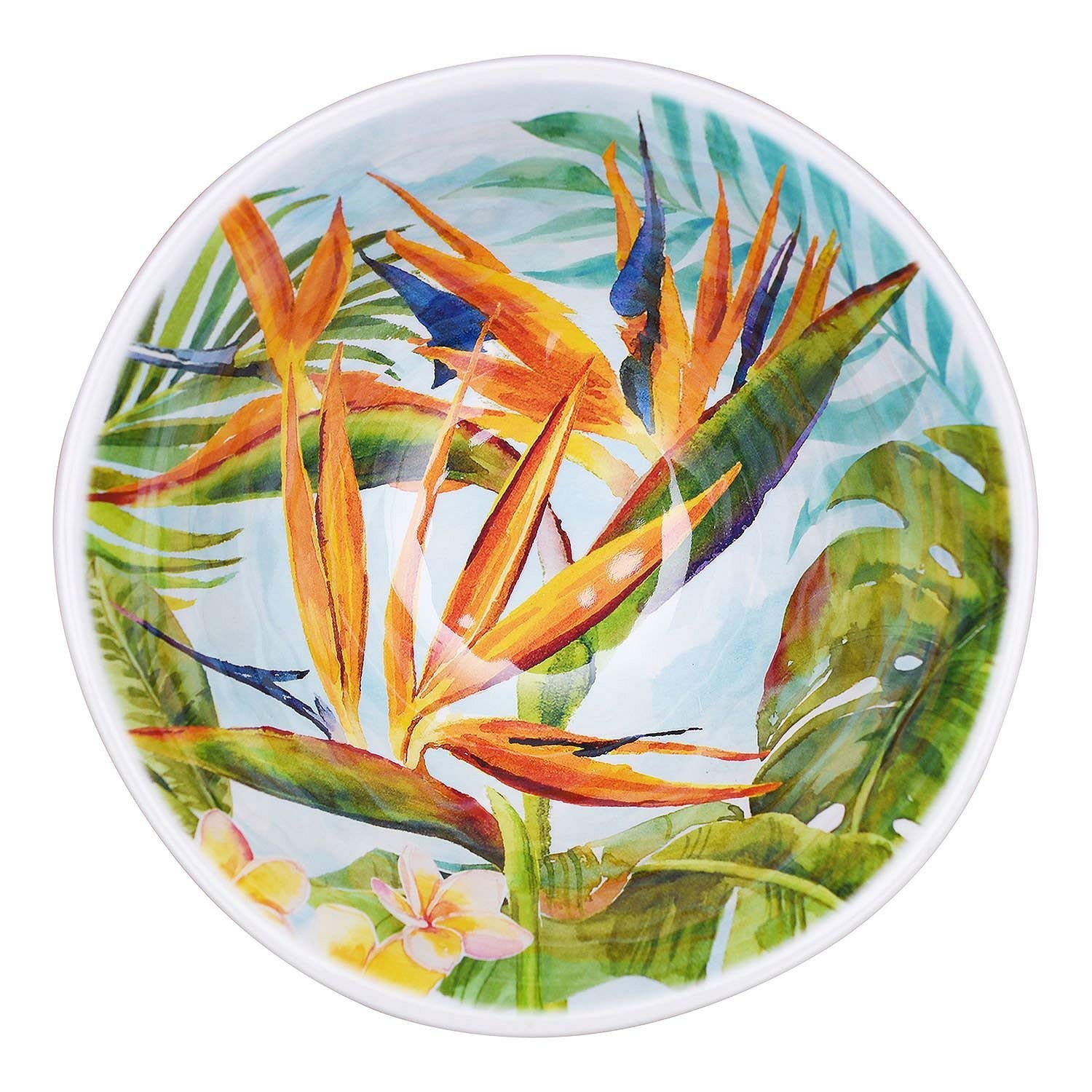 Melamine Dinnerware Tropical Design Set of 18 Pieces (White) - Image 5
