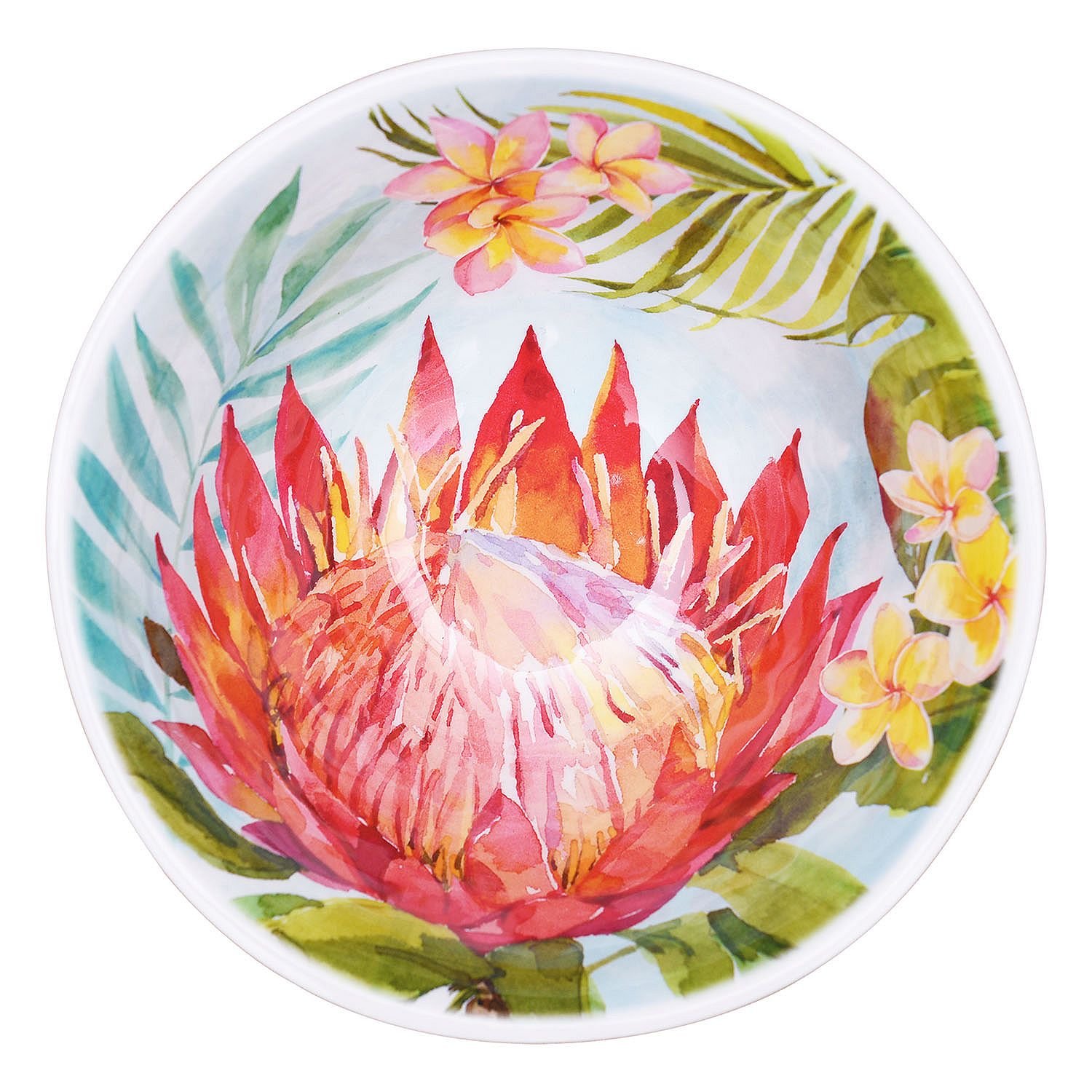 Melamine Dinnerware Tropical Design Set of 18 Pieces (White) - Image 6