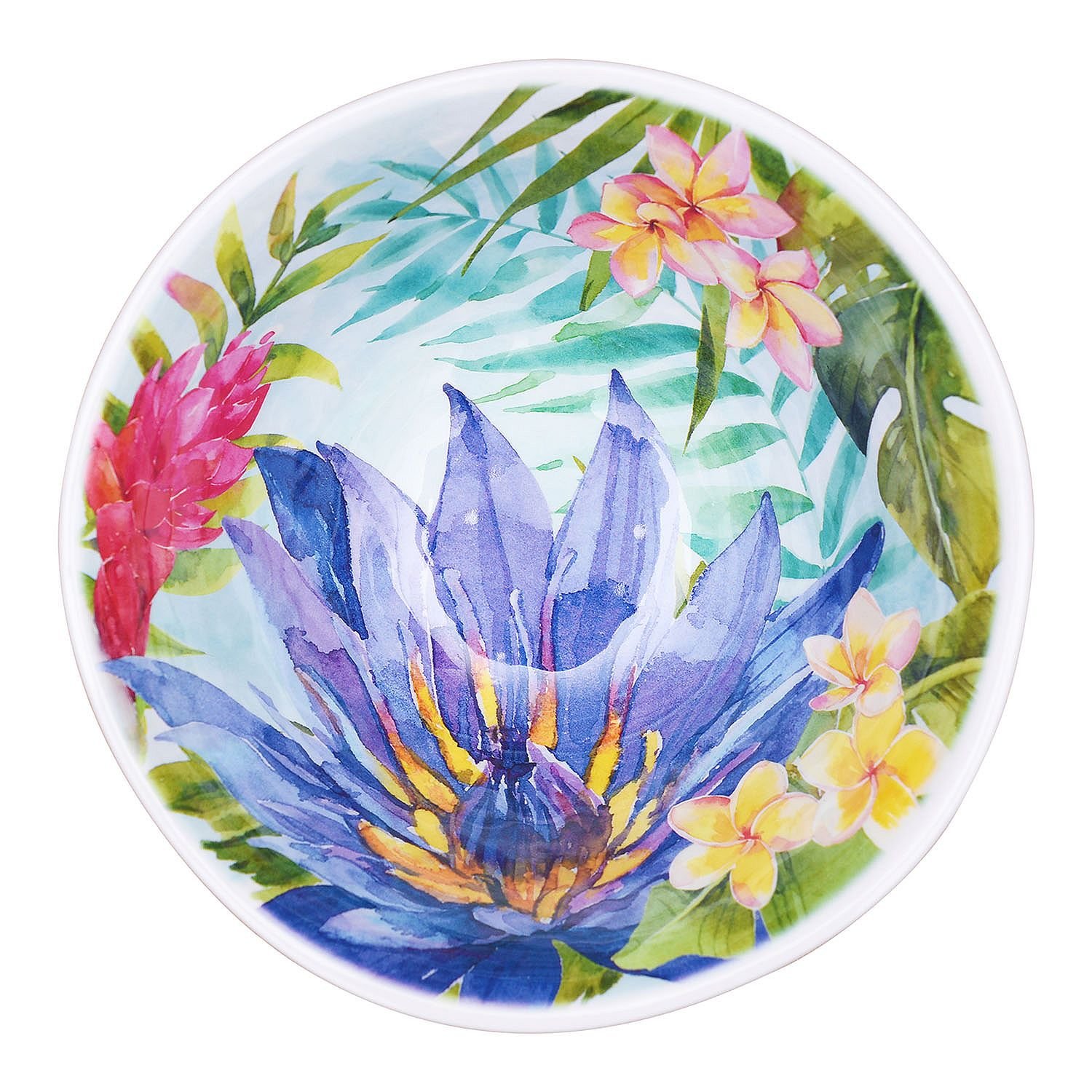 Melamine Dinnerware Tropical Design Set of 18 Pieces (White) - Image 7