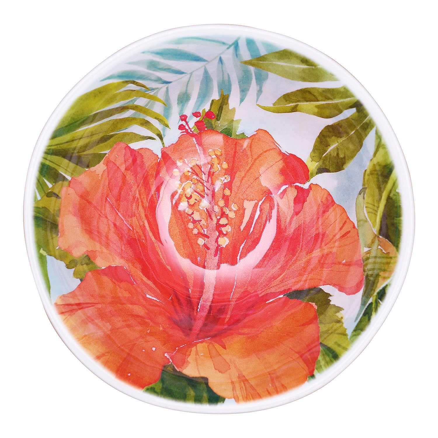 Melamine Dinnerware Tropical Design Set of 18 Pieces (White) - Image 8