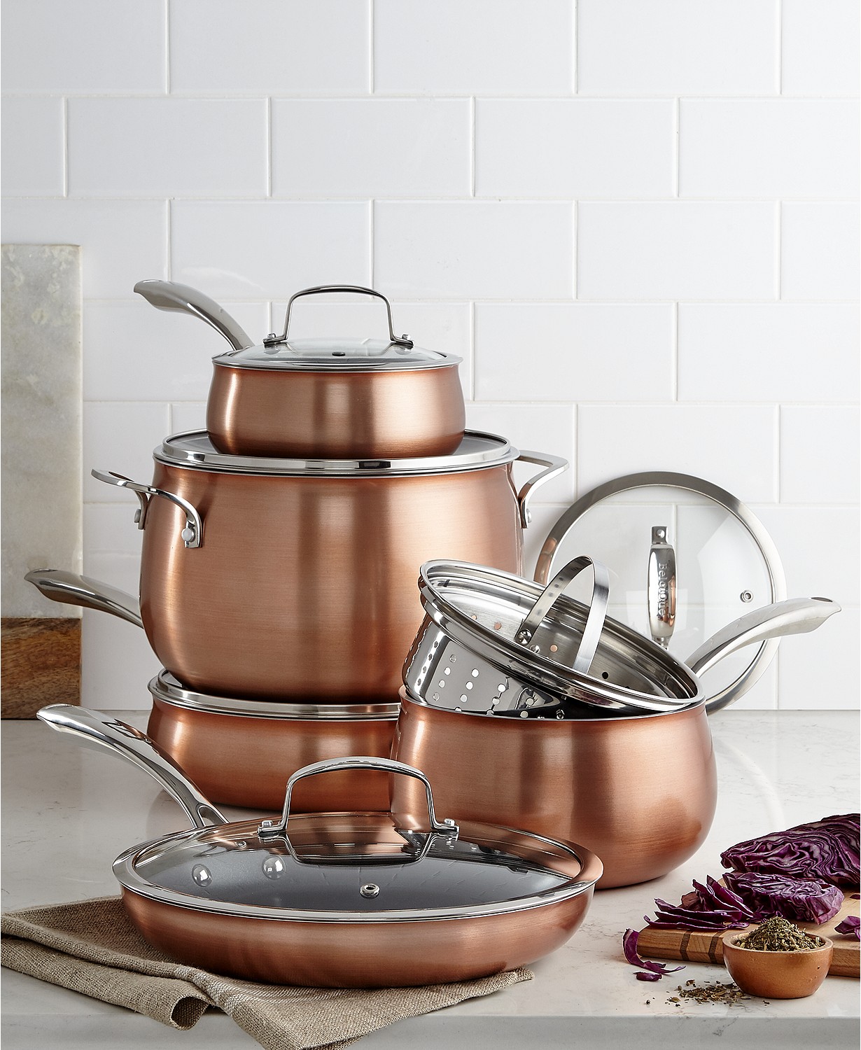 Belgique 11 Piece Quality Home Cookware Set | Non-Stick Aluminum | Copper Translucent | High End Non-Stick Cookware