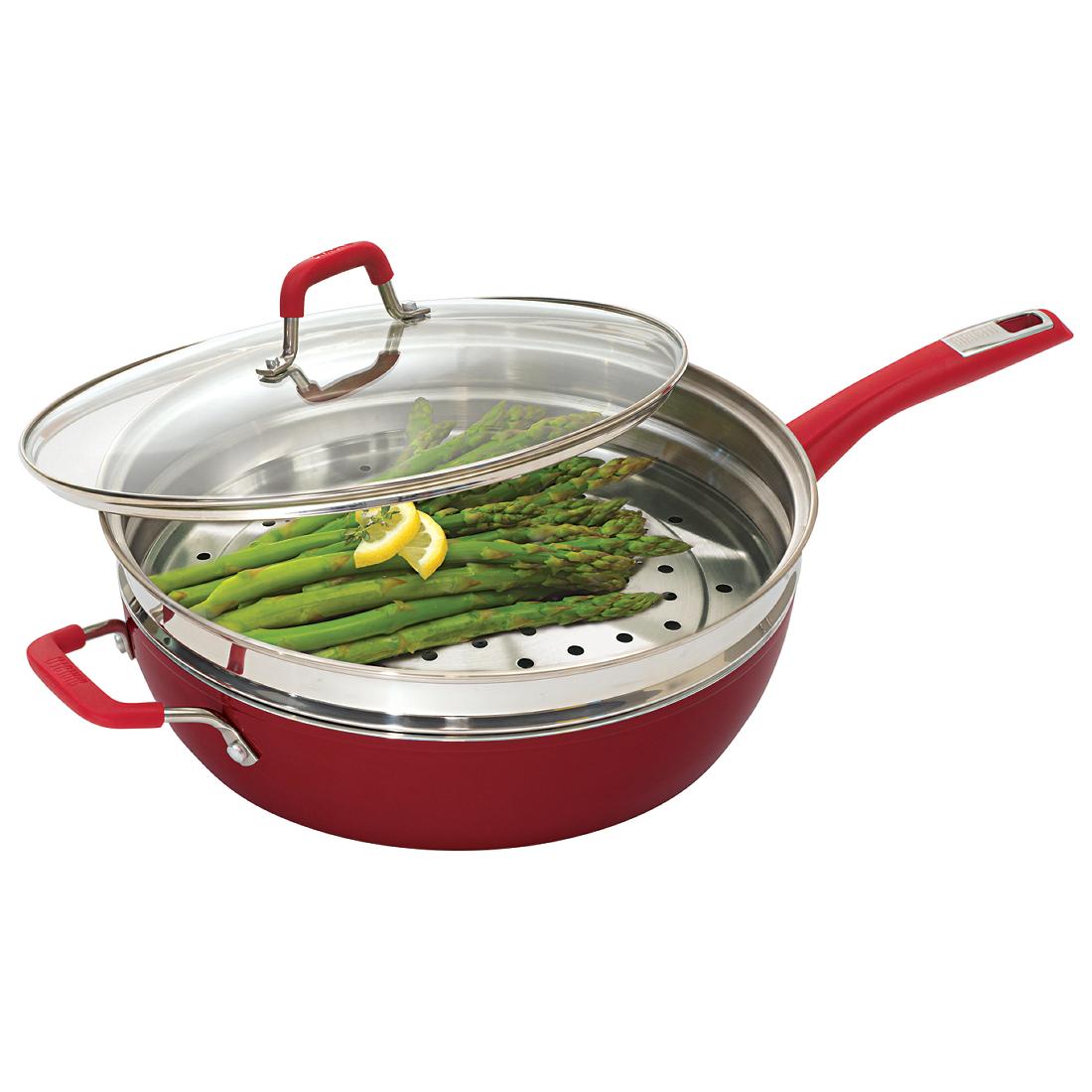 Bialetti Aeternum 12" Deep Saute Pan with Stainless Steel Steamer Insert