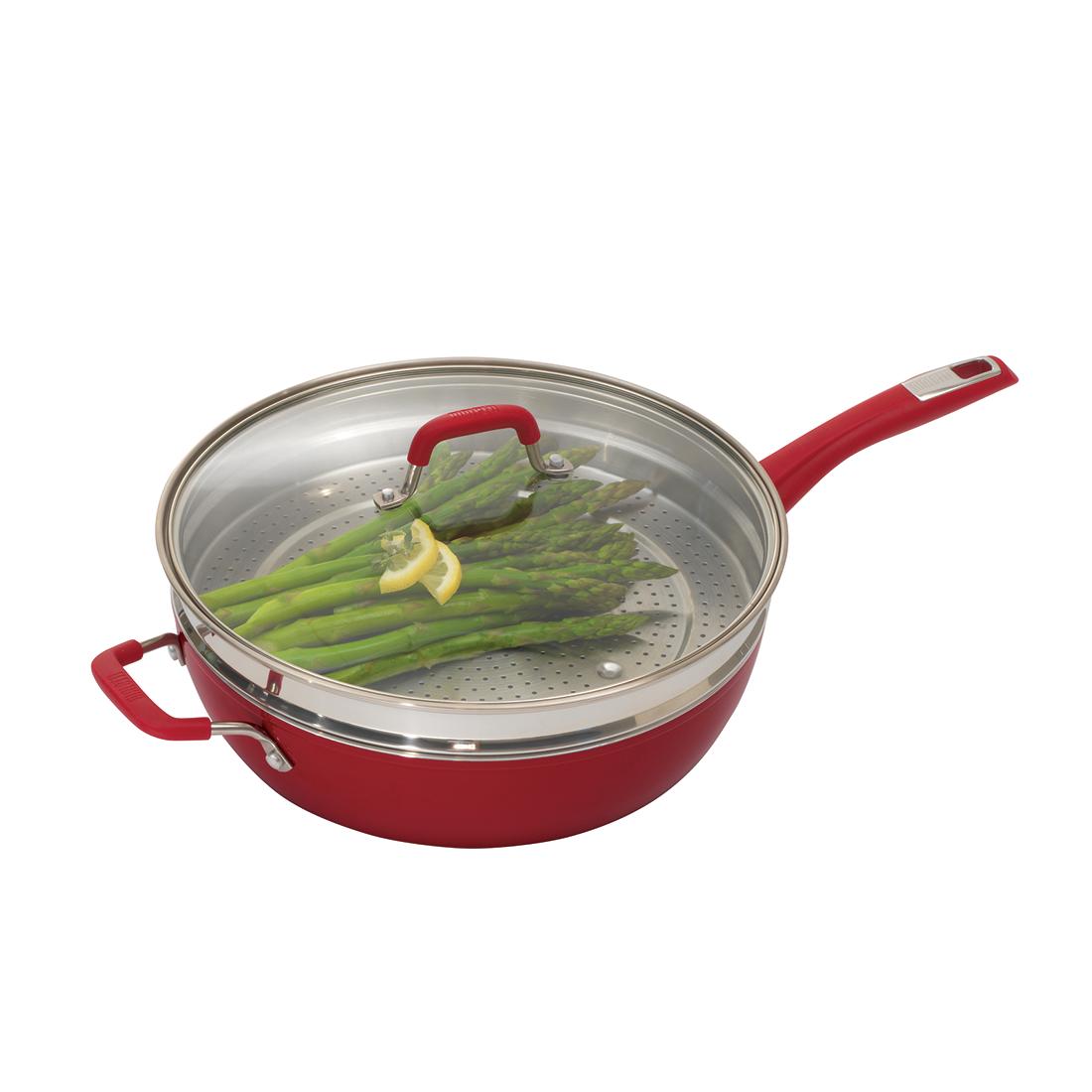 Bialetti Aeternum 12" Deep Saute Pan with Stainless Steel Steamer Insert