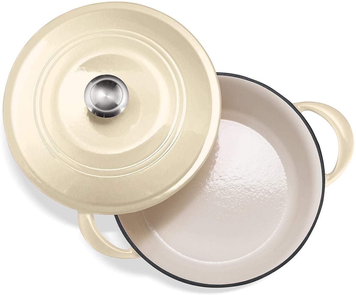 Tramontina Enameled Cast Iron Covered Dutch Oven - 7qt / 6.62L -Latte - Image 4