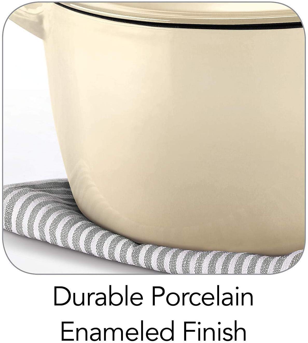 Tramontina Enameled Cast Iron Covered Dutch Oven - 7qt / 6.62L -Latte - Image 5