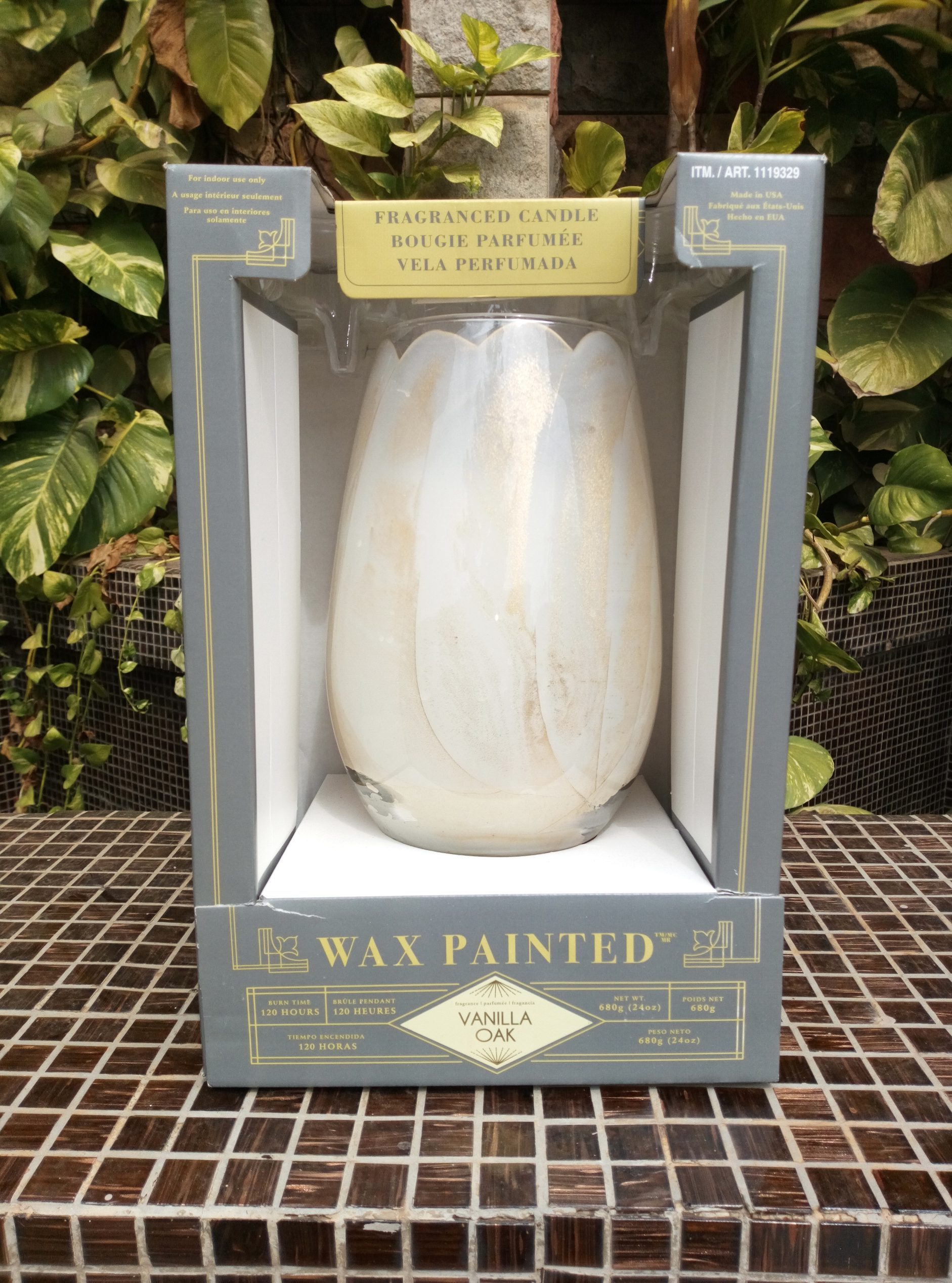Artisan Wax Painted Candle. Re-purpose as Flower Vase