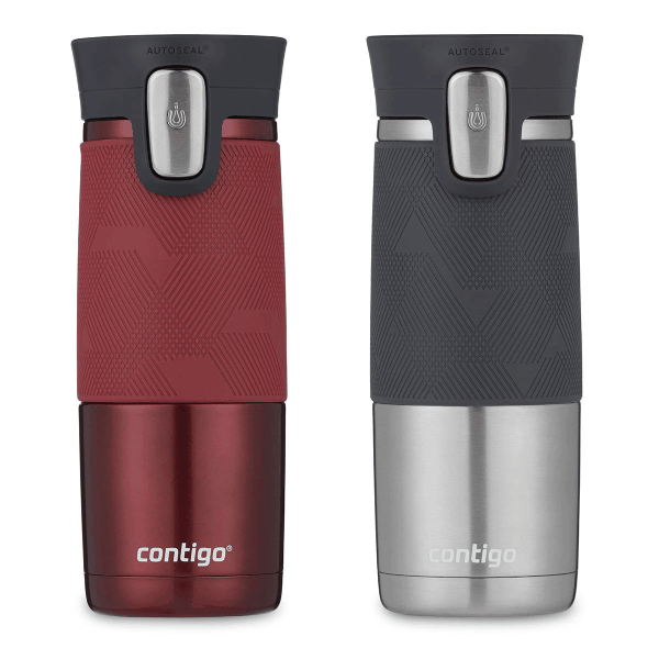 Contigo Autoseal Travel Mug - Stainless Steel Vacuum Insulated Tumbler - 2 Pk (Red & Grey)
