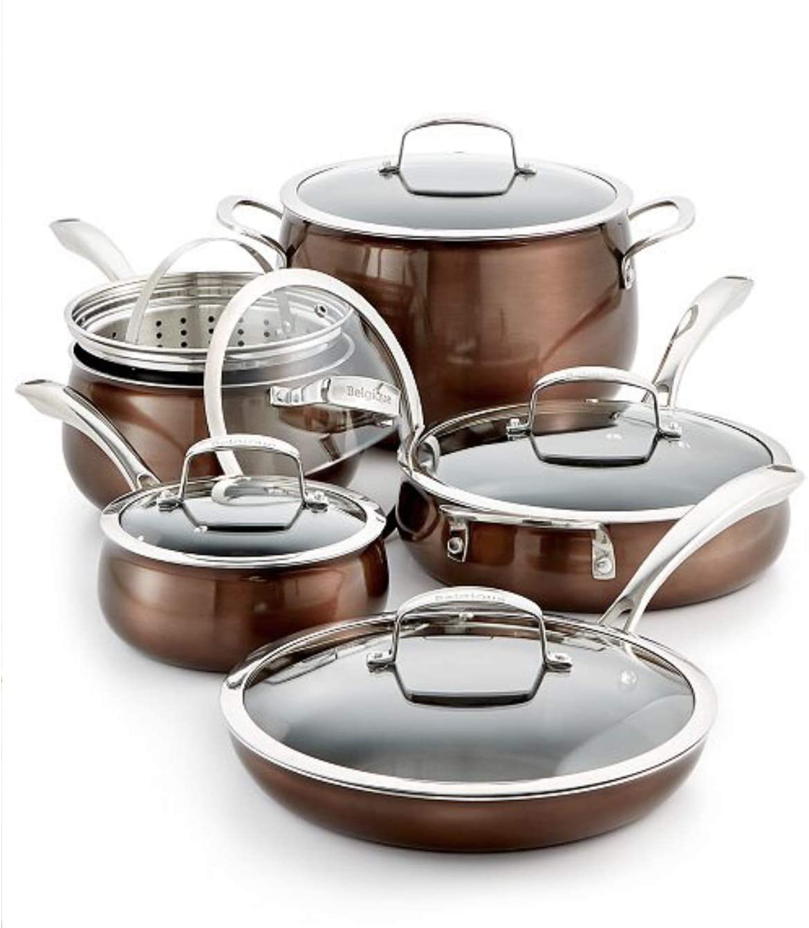 Belgique 11 Piece Quality Home Cookware Set | Non-Stick Aluminum | Bronze Translucent | High End Non-Stick Cookware
