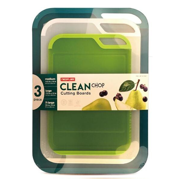 Neoflam 3 Piece Plastic Cutting Board Set - BPA Free, Non Slip, Dishwasher Safe, Microban Antimicrobial Protection Neoflam 3 Piece Plastic Cutting Board Set - BPA Free, Non Slip, Dishwasher Safe, Microban Antimicrobial Protection