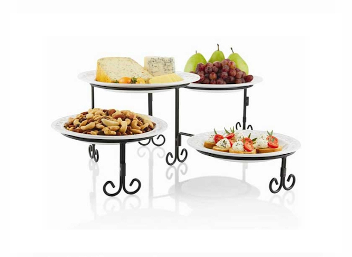 Swivel Buffet Server 4 Tier With Stoneware Platters