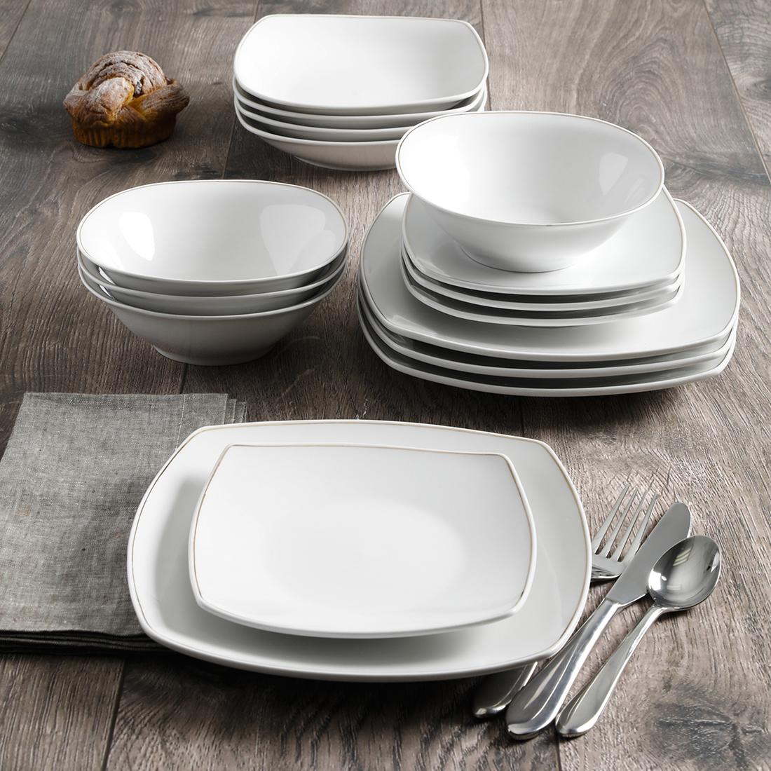 Berkley Jensen 16-Pc. Metallic Trim Dinnerware Set