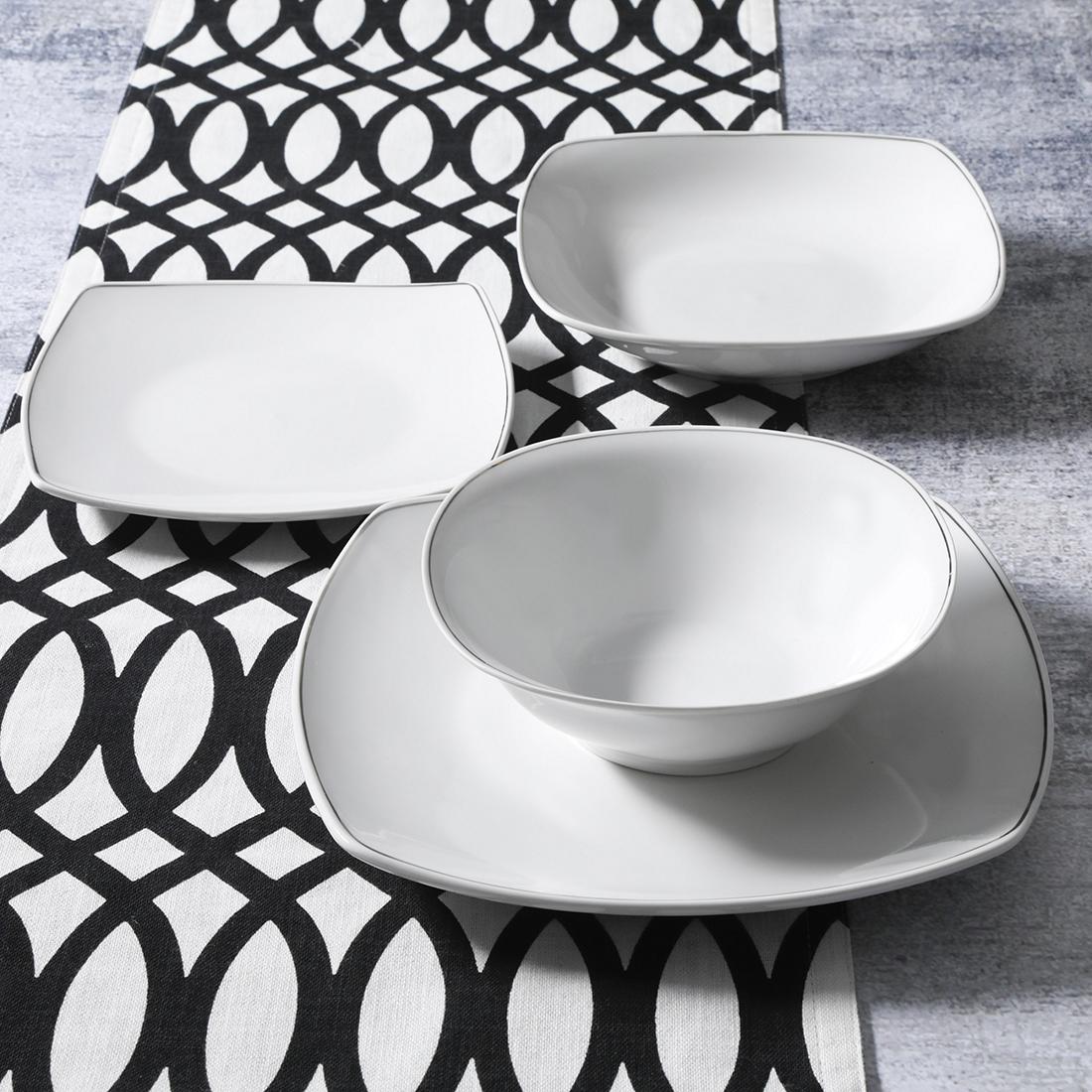 Berkley Jensen 16-Pc. Metallic Trim Dinnerware Set - Image 2
