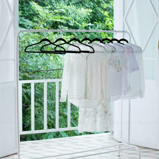 Flocked Non-Slip Space Saving Clothes Hangers - 50 Pack Flocked Non-Slip Space Saving Clothes Hangers - 50 Pack