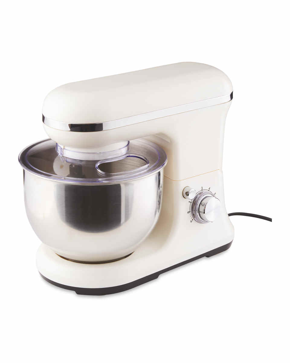Ambiano Food Stand Mixer 800W, 5L Bowl-4-in 1 Beater, Whisk, Dough Hook and Splash Guard, Cream - Image 2