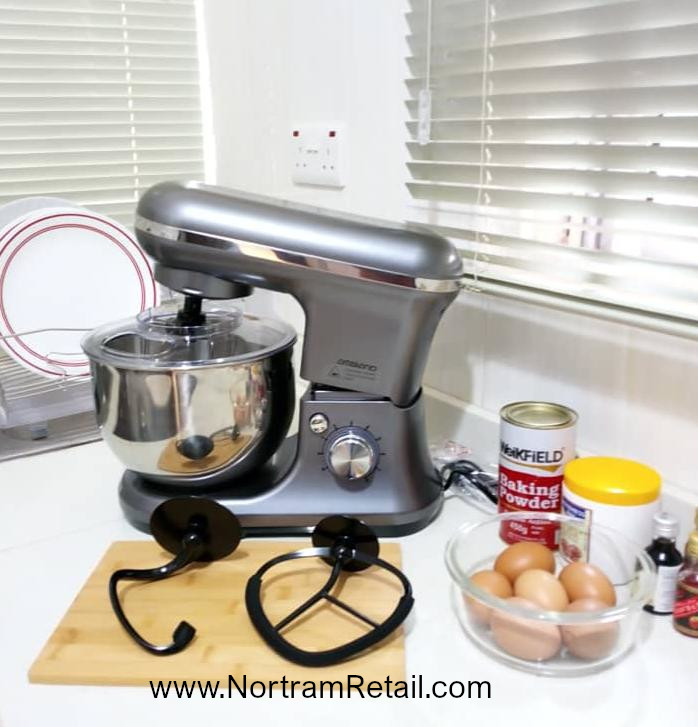 # Ambiano Food Stand Mixer 800W, 5L Bowl-4-in 1 Beater, Whisk, Dough Hook and Splash Guard, Dark Grey