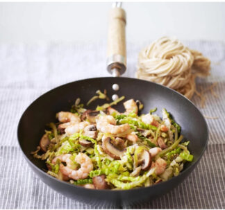 High Carbon Steel Non Stick Wok Pan W/ Wooden Handle