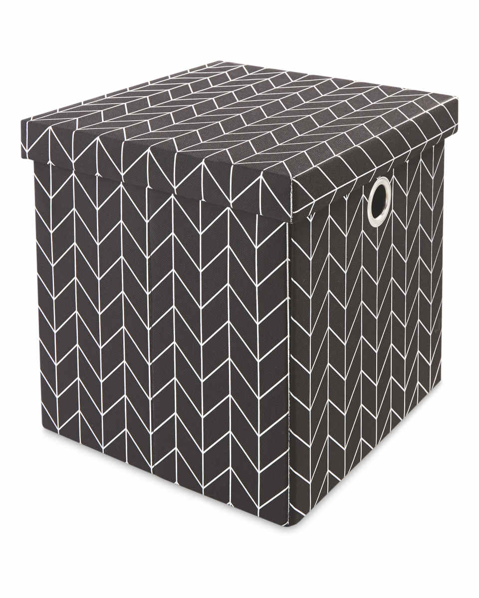 Kirkton House Storage Cube with Lid - Metallic Black