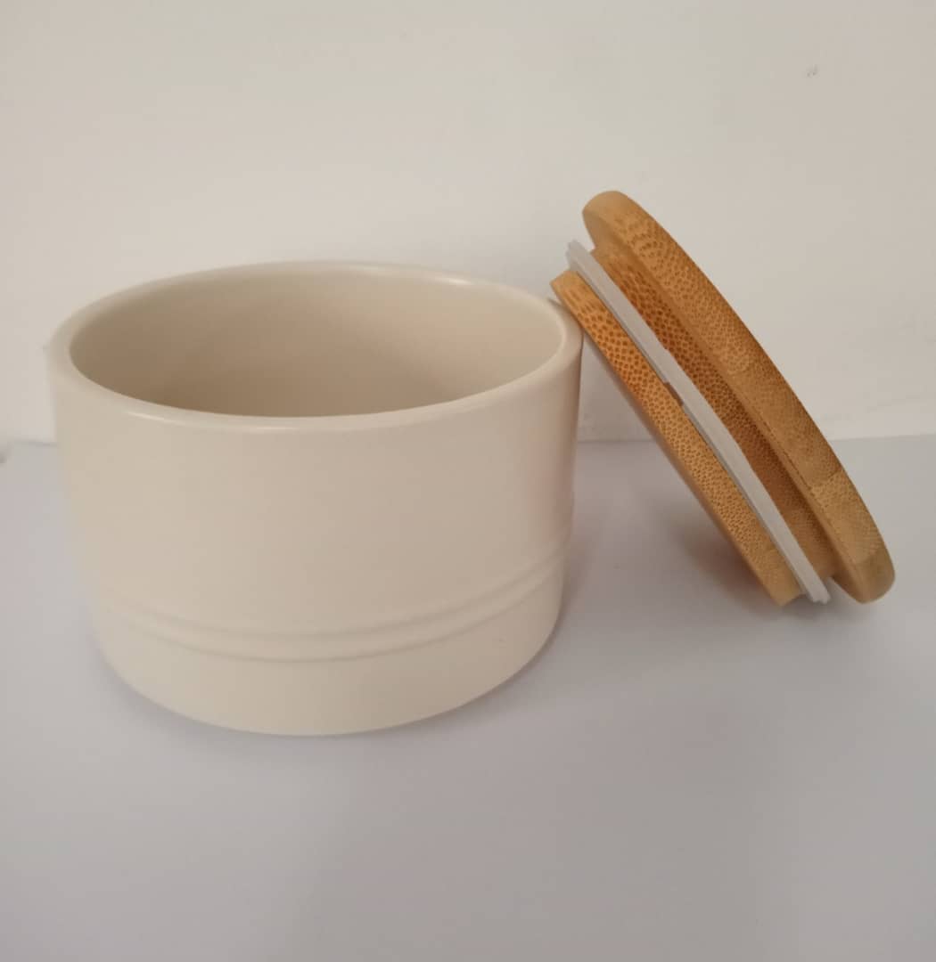 Kirkton House Kitchen Ceramic Canisters with Bamboo Lids