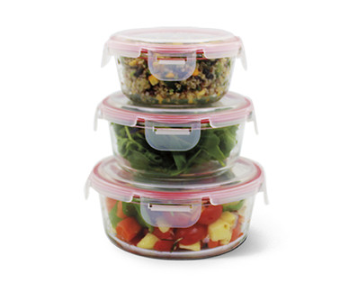 crofton 6 piece glass bowls w h snapping lids