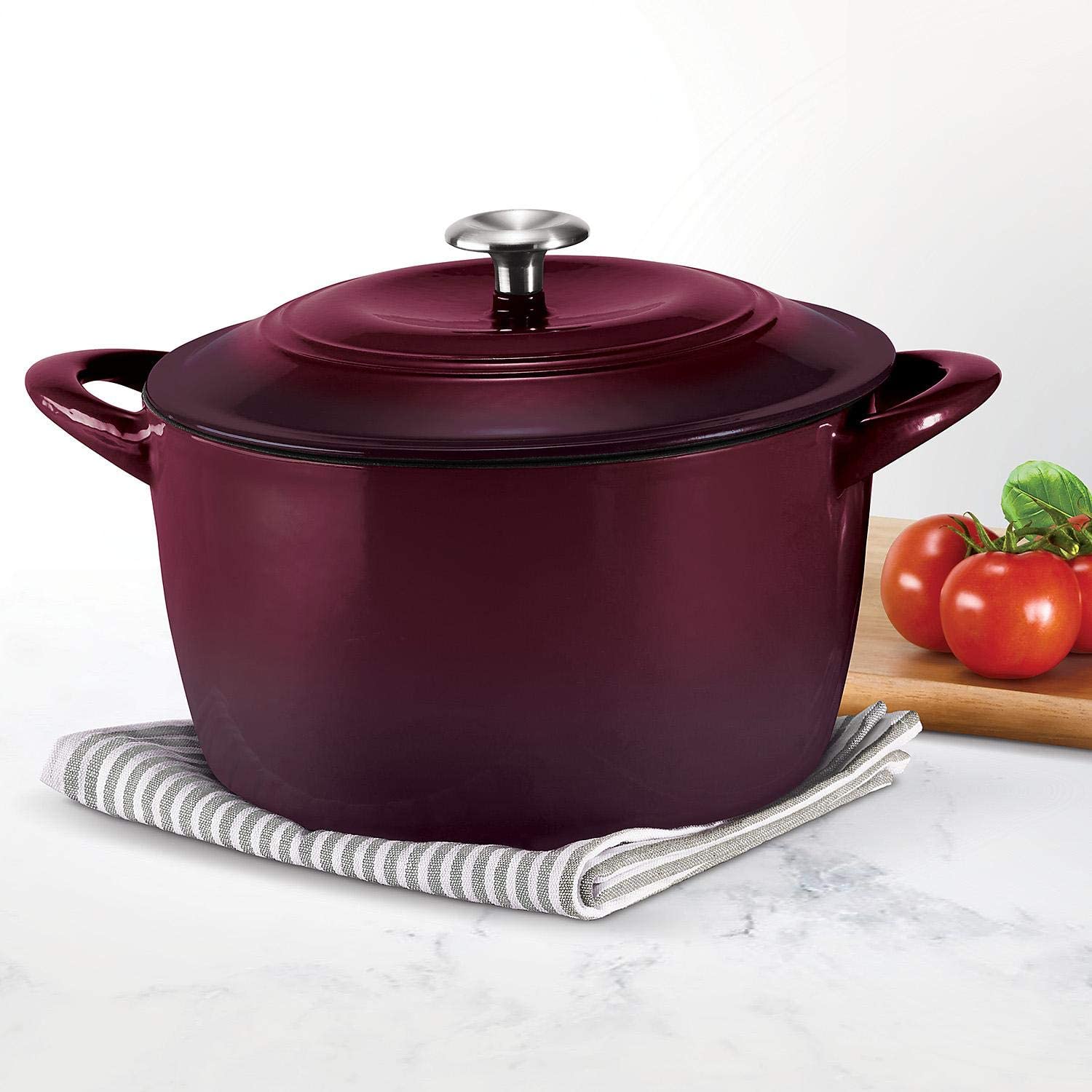 Tramontina Enameled Cast Iron 7 qt / 6.62-Litres Covered Dutch Oven - Wine