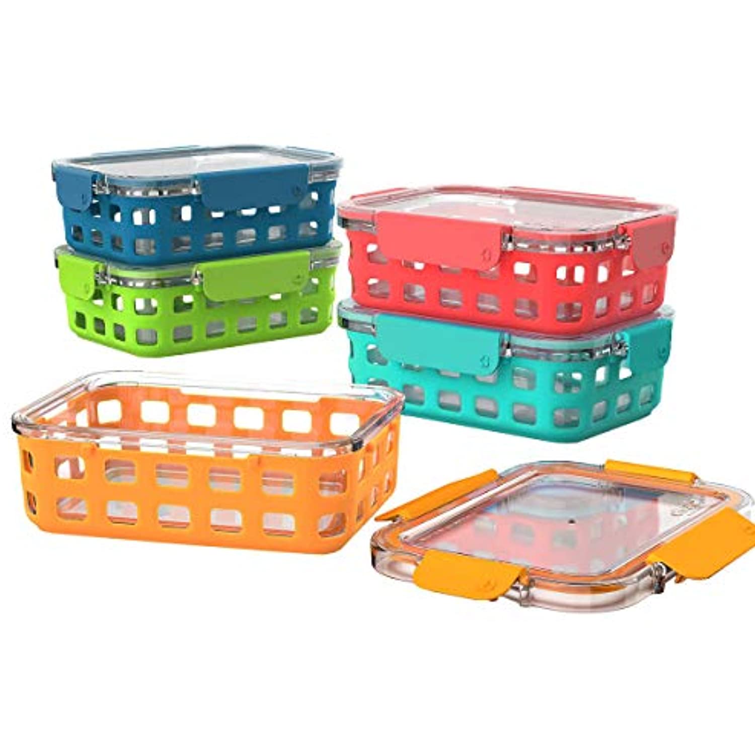 Ello Glass Containers, Tritan Lids, Silicon Sleeves, Microwave,Oven,Freezer Dishwasher safe - 3.4 Cups - Image 5