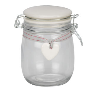 Glass Storage Jar with Ceramic Heart -1.5 Litres