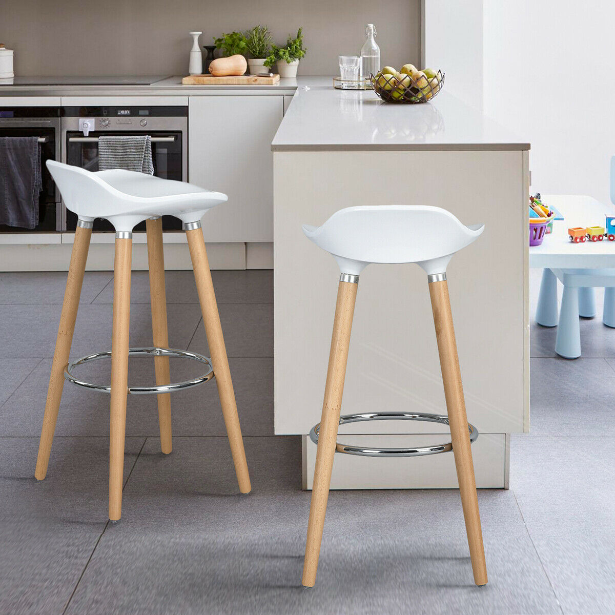 Shira Anthracite Bar Stool with Foot Rest, 110kg max load, 80.5cm Height - White Shira Anthracite Bar Stool with Foot Rest, 110kg max load, 80.5cm Height - White