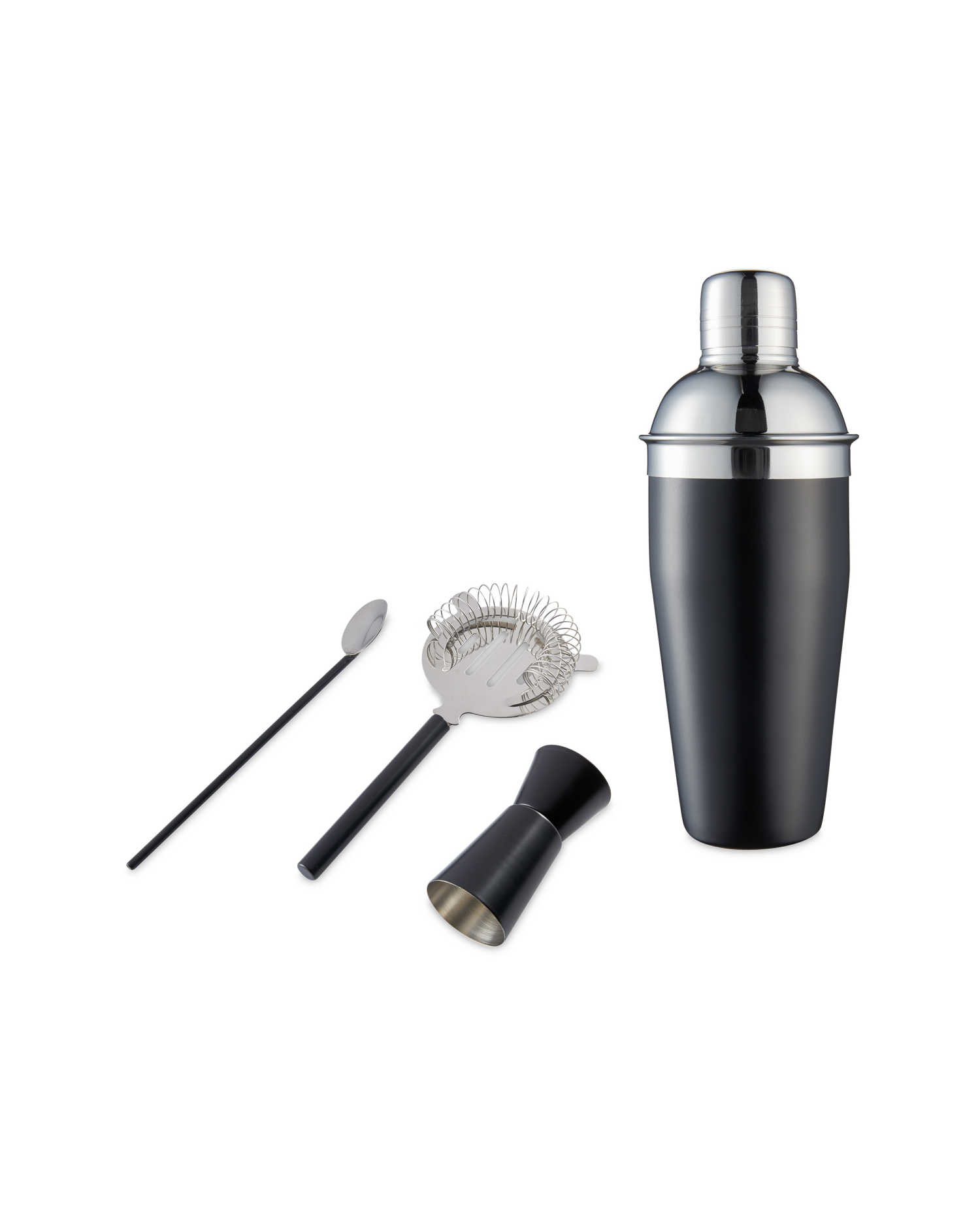 Cocktail Making set , Shaker, Jigger, Spoon, Strainer - Black Cocktail Making set , Shaker, Jigger, Spoon, Strainer - Black