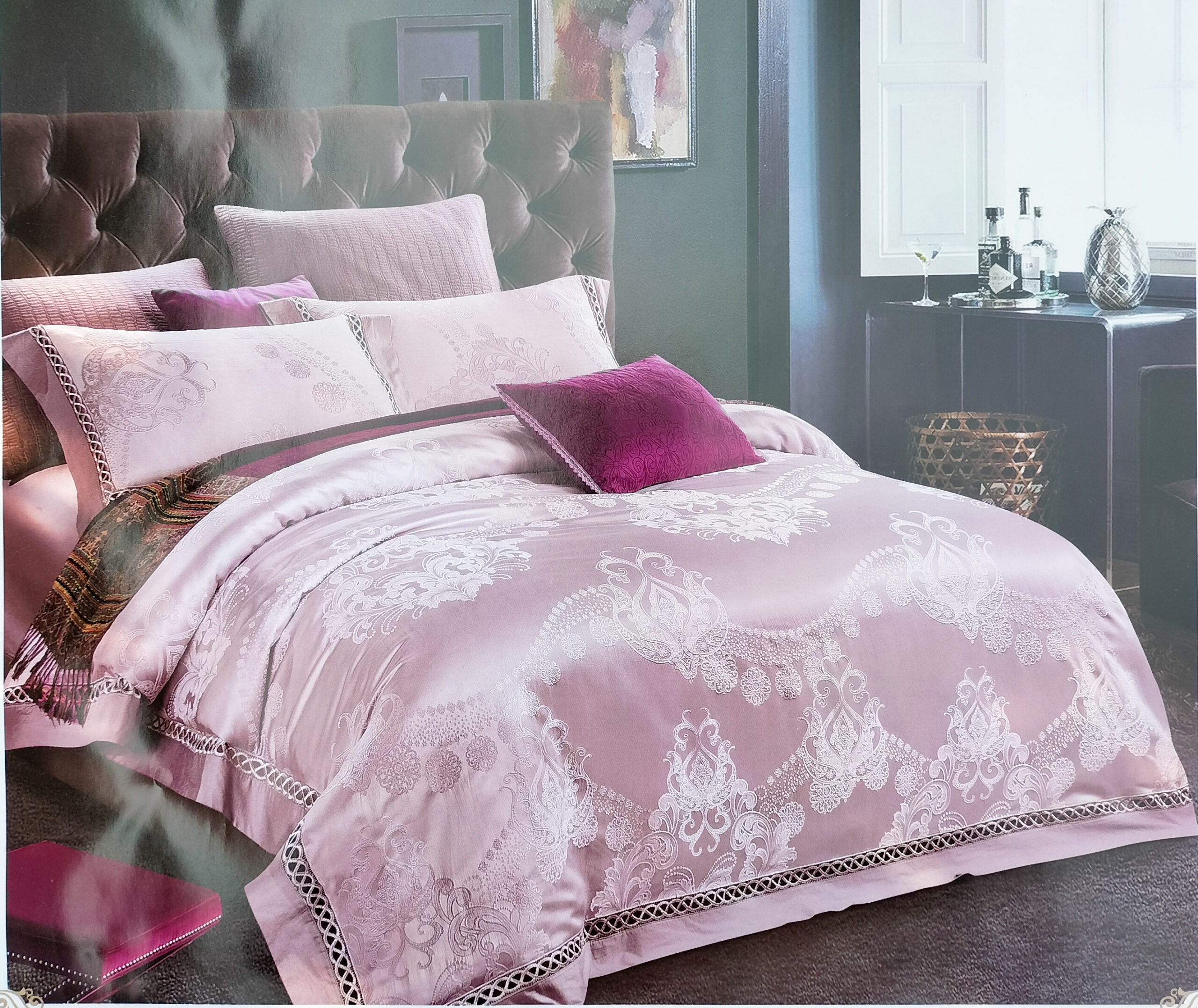 Rocco King Size Bed Sheet - - 2 Pillow cases, 1 Sheet, 1 Duvet cover
