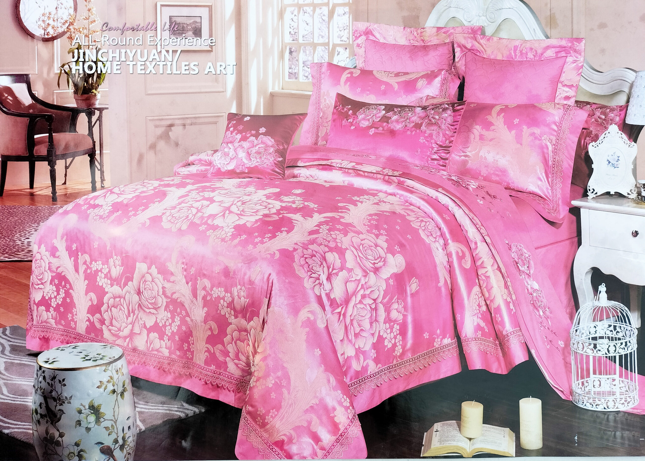 Salma King Size Bed Sheet - 2 Pillow cases, 1 Sheet, 1 Duvet cover