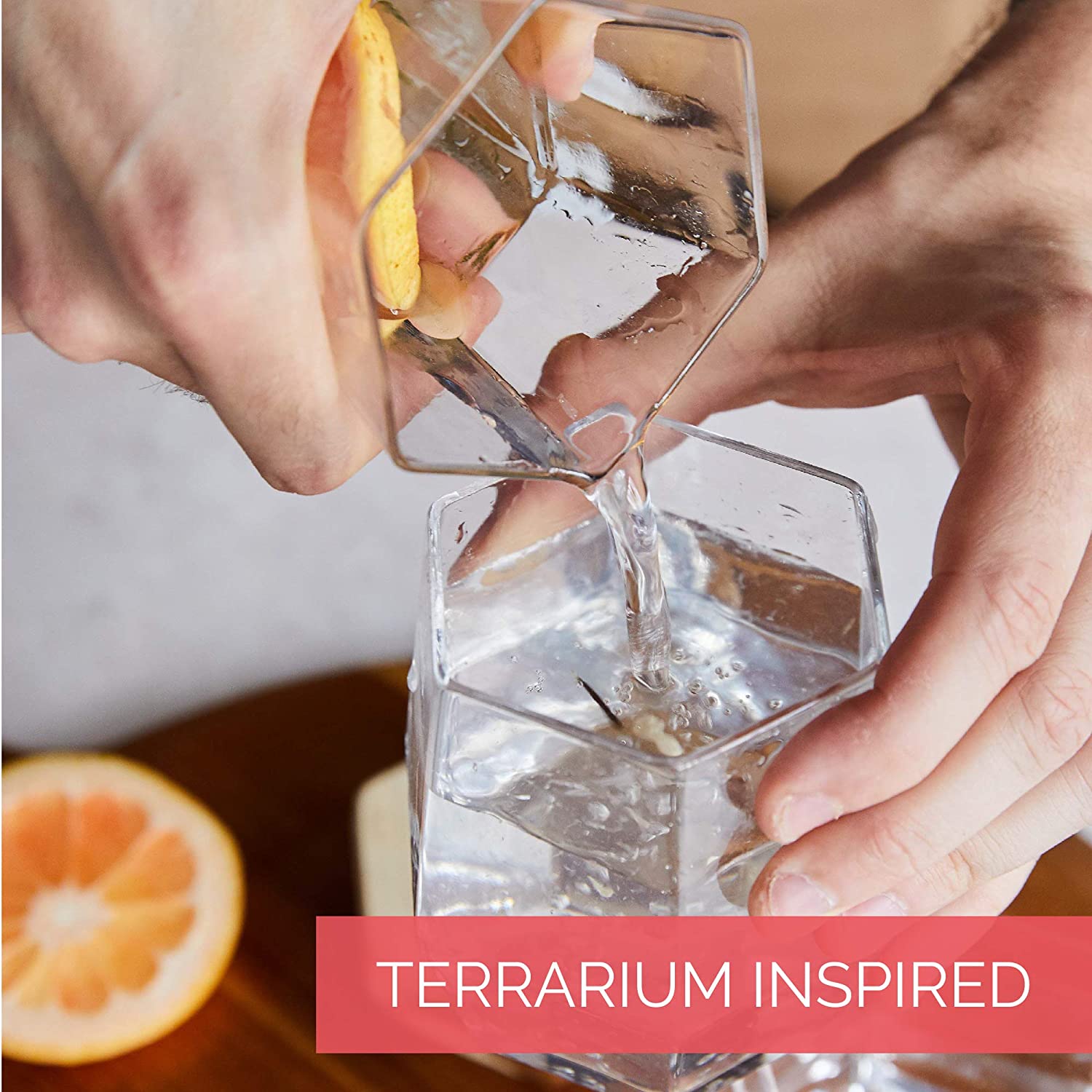 Root 7 Geo Glass Gift Set -1 CARAFE & 2 GLASSES - GEOMETRIC SHAPED Hand Made Design in UK - Image 3