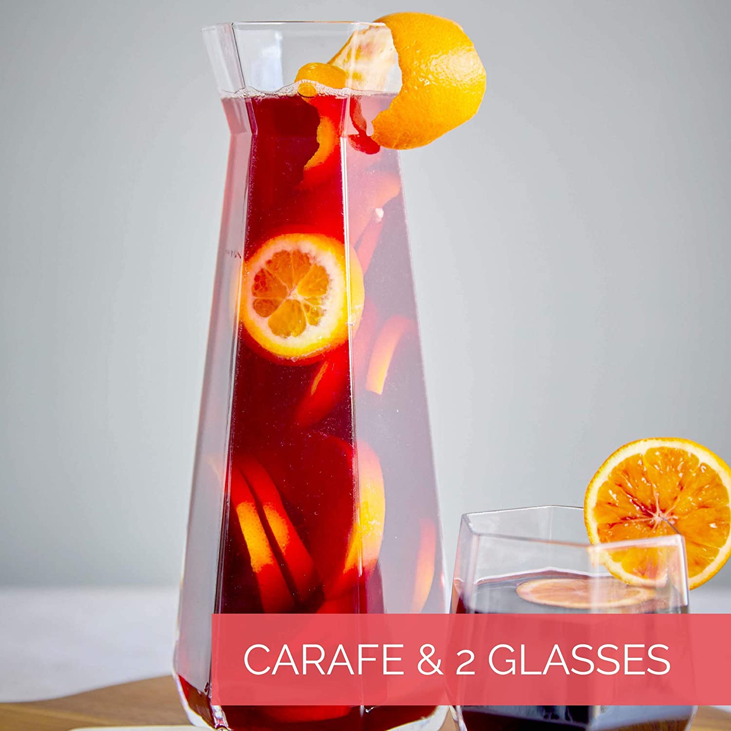 Root 7 Geo Glass Gift Set -1 CARAFE & 2 GLASSES - GEOMETRIC SHAPED Hand Made Design in UK - Image 2